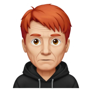 old manwith red hair and black hoodie sticker