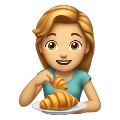 Girl eating croissant sticker