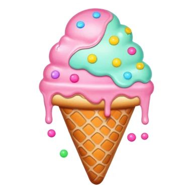 Melted neon kawaii pastel ice cream pizza sticker