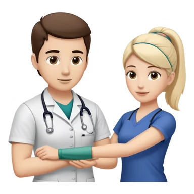 physical therapist teaching patient how to use theraband sticker