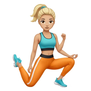 girl with dyed blonde hair and dark roots, wearing sporty crop top and leggings, looking like fitness coach, hair loose and tidy sticker