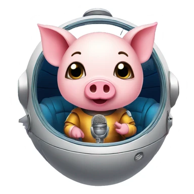 cute lil piggy on a spaceship to mars doing karaoke sticker