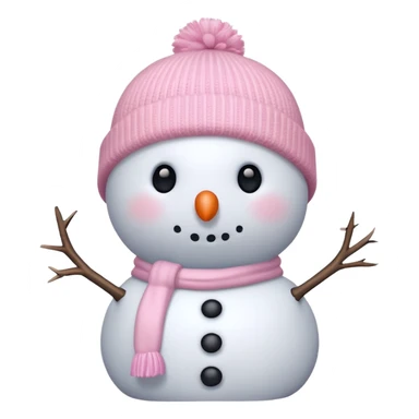 cute white and light pink snowman up close wearing beanie sticker