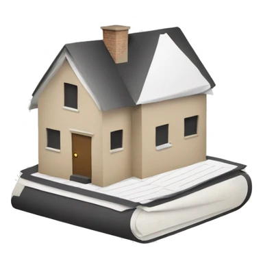 a house icon and a stack of paper or a single document with a visible home symbol on it. The design should be simple, clean, and convey the concept of home-related paperwork or documentation, with a polished appearance similar to typical emoji artwork. sticker