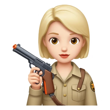 character holding a toy gun, playful expression sticker