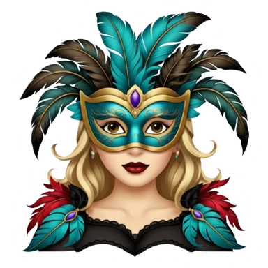 a woman with Masquerade  sticker