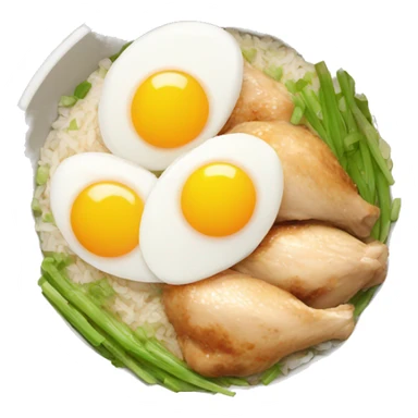 chicken rice bowl with two eggs sticker