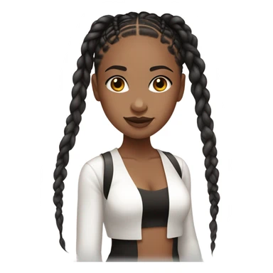brown skin girl  with black boxed braids, clear lipgloss and white top. sticker