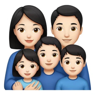 Family korean male x russian female + black hair kid sticker