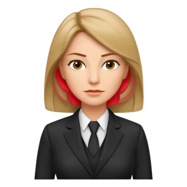 serious business woman in her forties in full suit dark blond hair standing sticker