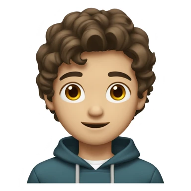 Teenager boy type mexican, White skin, with wavy brown hair (Which go down behind to the nape of the neck), Little bit dezoom sticker