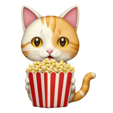 cat eating popcorn sticker