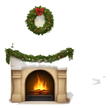 Christmas asthetic beige fireplace sticker