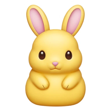 peeps bunny all yellow with three brown dots for eyes and nose no hair no pink sticker