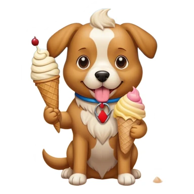 Dog on the beach with an ice cream cone  sticker