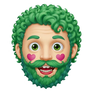 very colorful puffy green curly haired man just beard  no mustache made out of candy wearing teeth-braces and excessive face tattoos just face  sticker