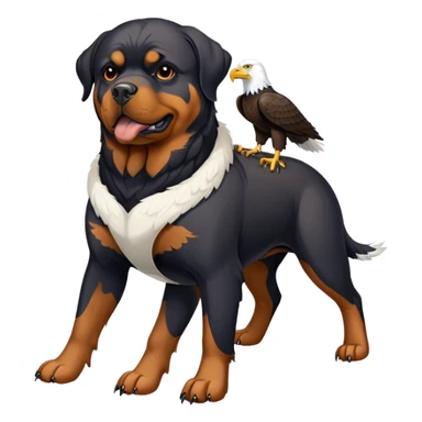 Rottweiler dog with a bald eagle on back sticker