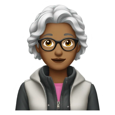 young grey-haired fashionable woman sticker
