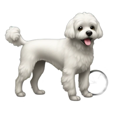 Caniche en laisse tenu par un roue noir sticker