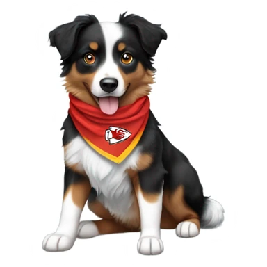 Dog (mini Australian shepherd, tri colored with lots of black) with Chiefs bandana sticker