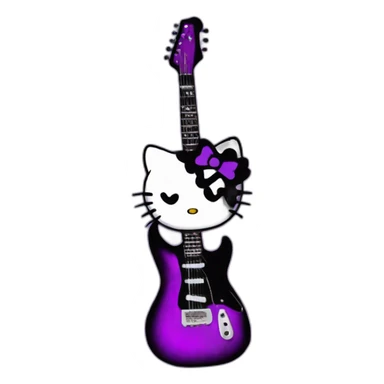 hello kitty emo rockstar headphone guitar black purple sticker