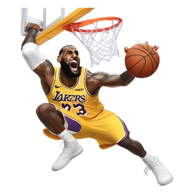 LeBron James in a Lakers uniform dunking sticker