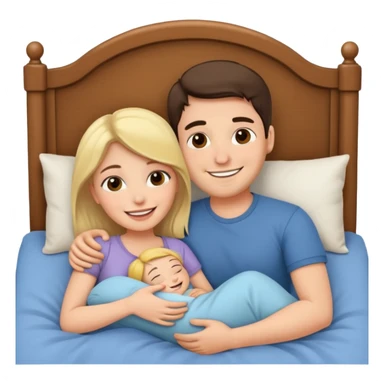 A couple cuddling in bed sticker