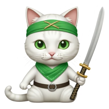un gato blanco con reeferencia a roroa zoro sticker