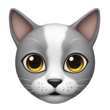 The cat’s face is clear white with a black spot under the nose, shaped like a mustache. Big dark spots on the forehead and near the ears. sticker