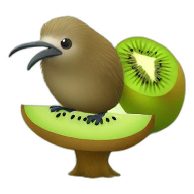 kiwi bird sitting on a kiwi fruit sticker