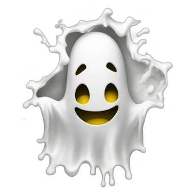 ghost stuck halfway in a wall ejecting a spray of yellowish white milky substance from center of body in all directions sticker