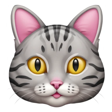 grey tabby cat: pink ears fur sticker