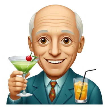 Artist Pablo Picasso with cocktail in hand wishing congratulations sticker