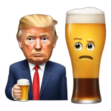 Poutine and Donald trump drinking beers sticker