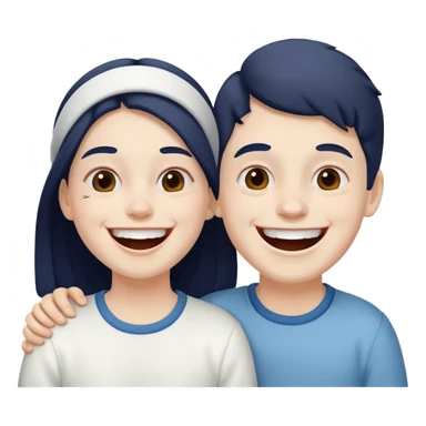 Sister brother laugh background white face white  sticker