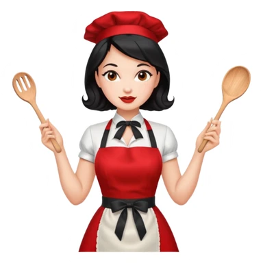 pinup girl in dress and stocking while cooking sticker