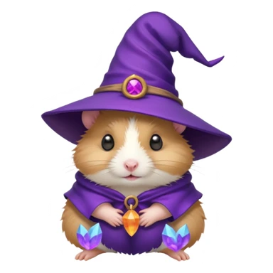 cute hamster wearing a small purple witch hat sticker