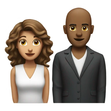 A lady pressing a block button infront of a guy  sticker