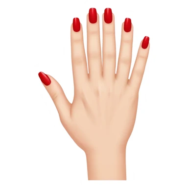 A woman's hand with red nail polish sticker