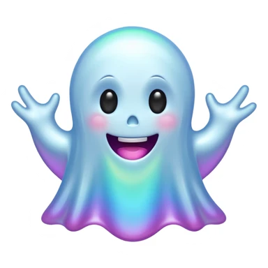 Holographic chrome happy cartoon ghost sticker