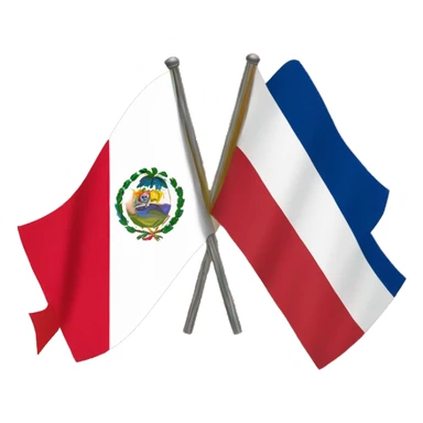 flag of peru and of costa rica, divided by a diagonal line sticker