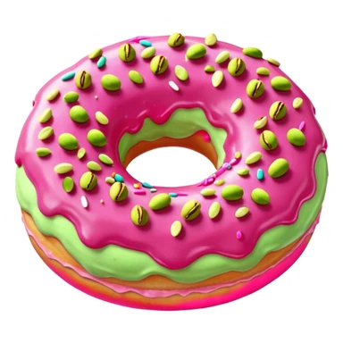 donut with light green & pink frosting & pistachio pieces sticker