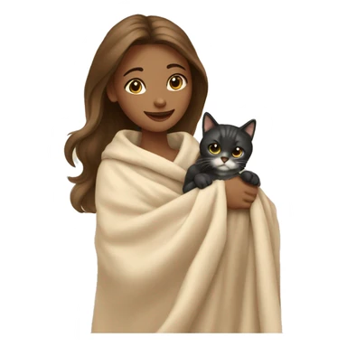 pretty woman petting cat in beige blanket sticker