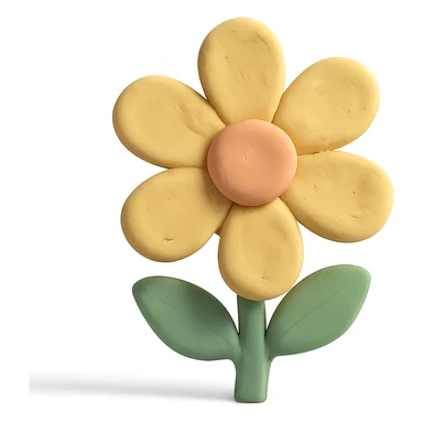 claymation style yellow flower with pastel colors and soft edges sticker