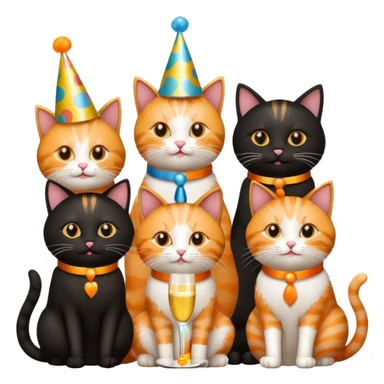 twelve cats at a birthday party sticker