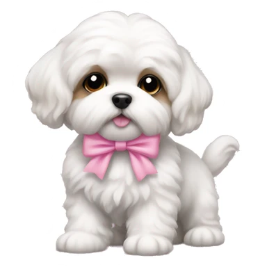 Shichon puppy pink bow sticker