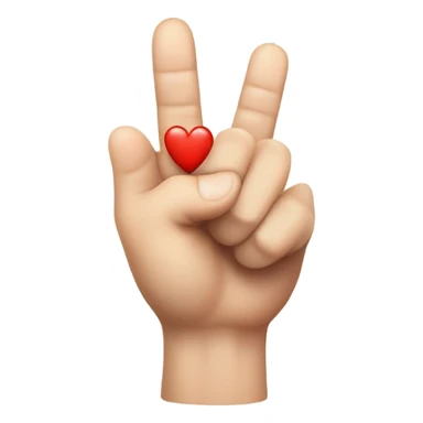 index finger and thumb crossed like a heart referring to kpop culture.  place a red heart just above the crossed fingers with smile  sticker