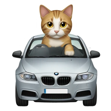 Cat in a BMW-branded vehicle sticker
