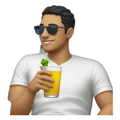 Latin guy Drinking and using lacoste sticker