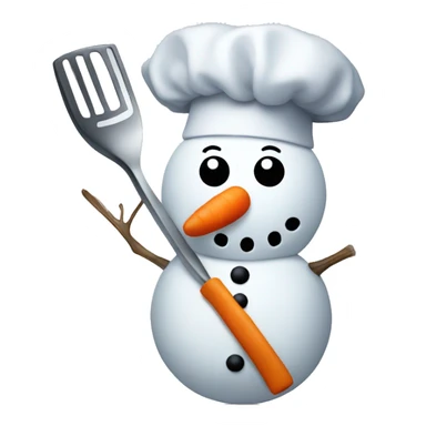 snowman with chefs hat and kitchen utensil sticker